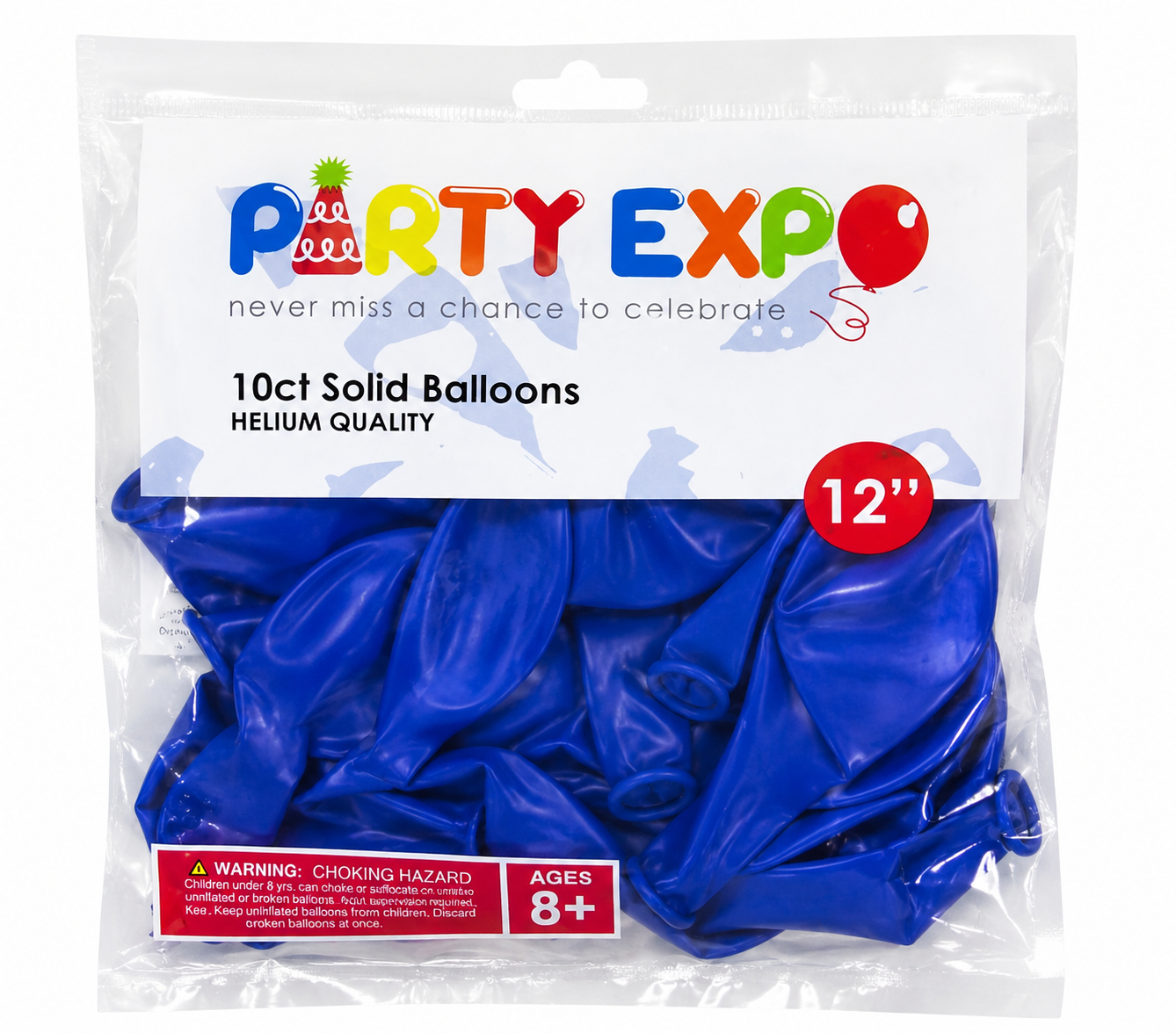 Globos Azules Sólidos 12” – Paquete de 10