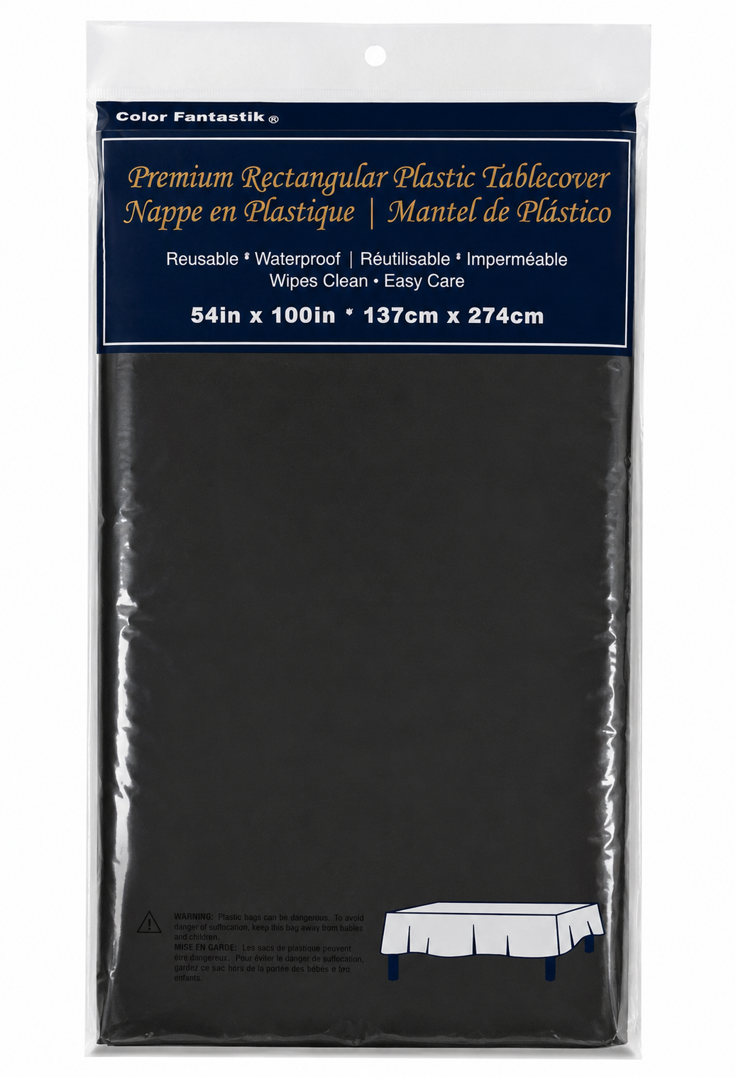 Mantel Plástico Rectangular Premium Negro