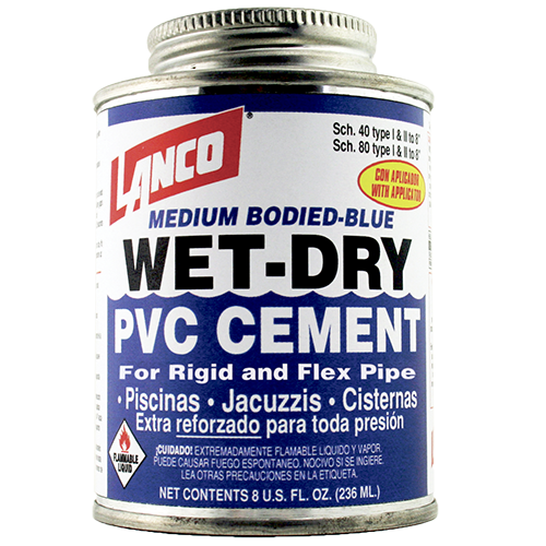 Lanco Wet-Dry PVC Cement (Blue) – 4 oz