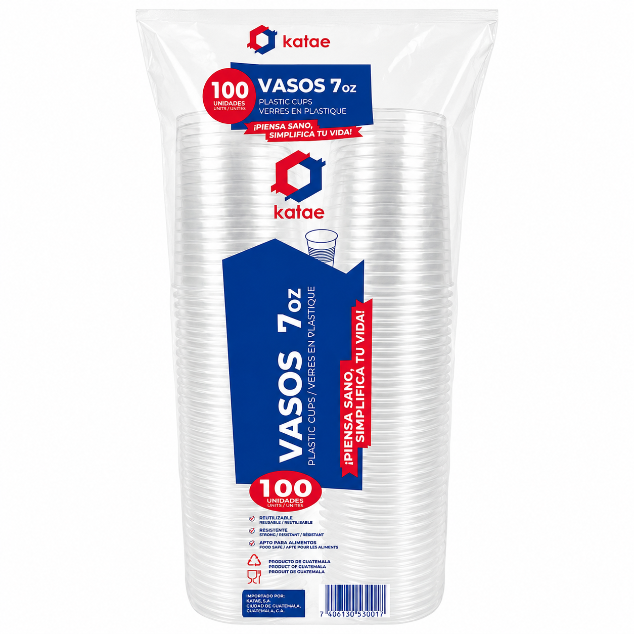 Vasos Plásticos Katae 7 oz – 100 Unidades