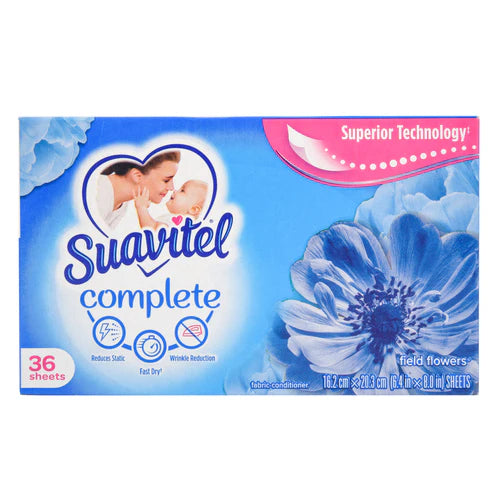 Suavitel Complete Hojas Suavizantes para Secadora Fragancia Floral 36 Hojas